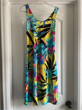 Michael Tyler Sophie A Tropical Print Sleeveless Dress Vibrant Colors NWT Size S